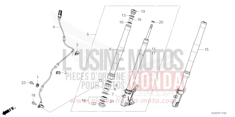 FRONT FORK for Dax ST125 PEARL NEBULA RED (R376) from 2023